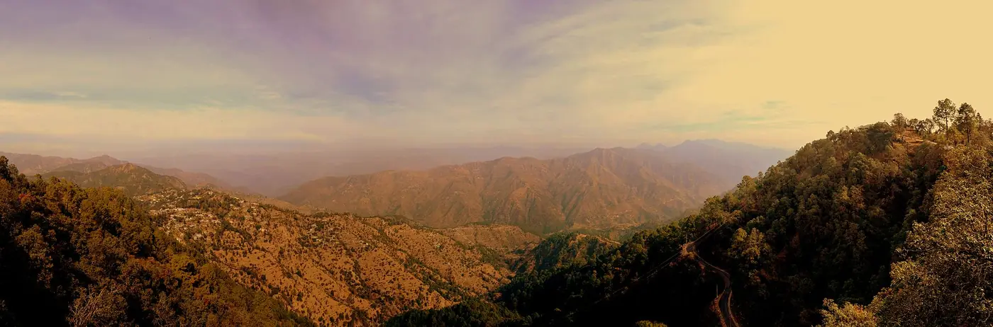 Panoramic Garhwal hills around Pauri, Uttarakhand